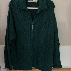 Aran Crafts Green Teal Merino Wool Sweater XXL